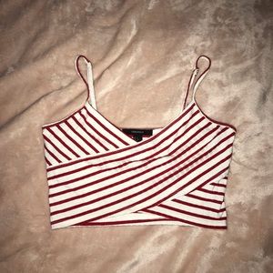 Red and White Striped Crop Top